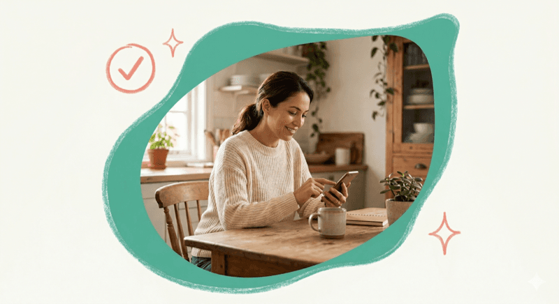 Parent signing up on phone