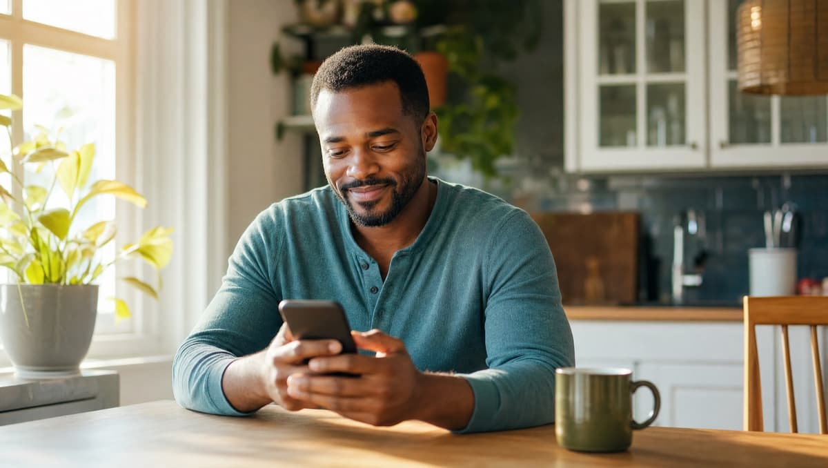 Parent signing up on their phone at home